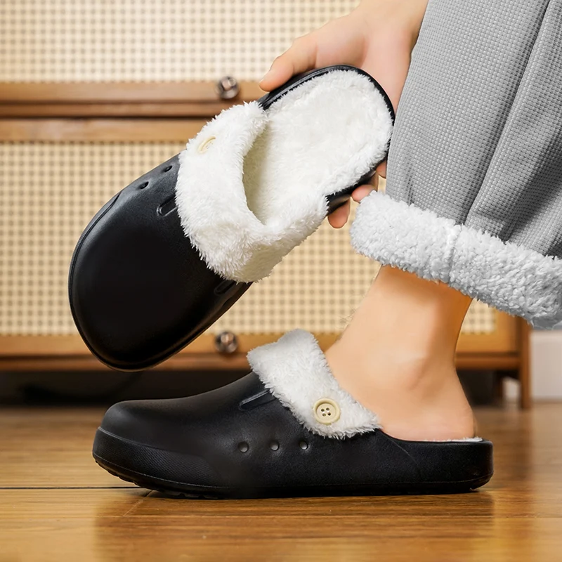 Winter Men's Warm Slippers Cotton Slippers Outdoor Indoor Warm Shoes Mens Women Home Bedroom Plush Warm Slippers Big Size 46 47 image 4