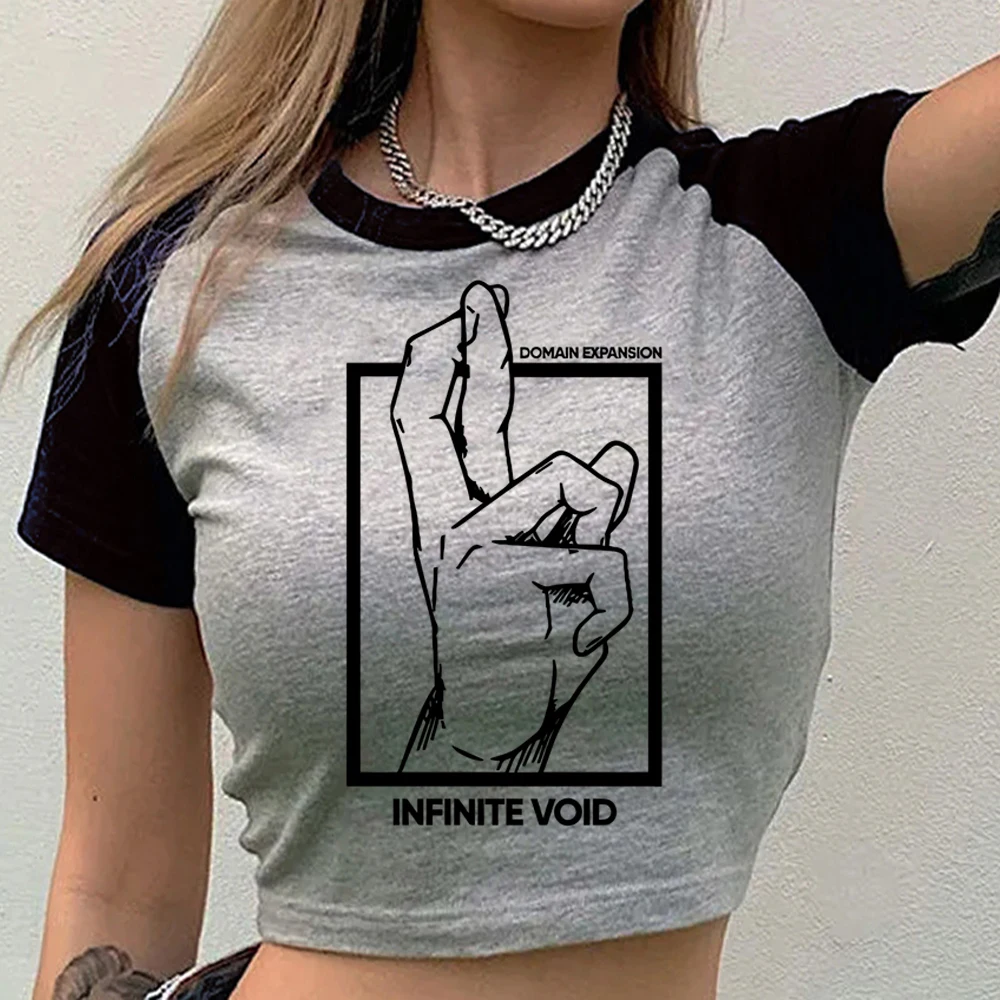 Jujutsu Kaisen Crop Top Damen Japan Meme Grunge Goth Baddie Top Tees Y2K Summer Cutecore – Detail 13