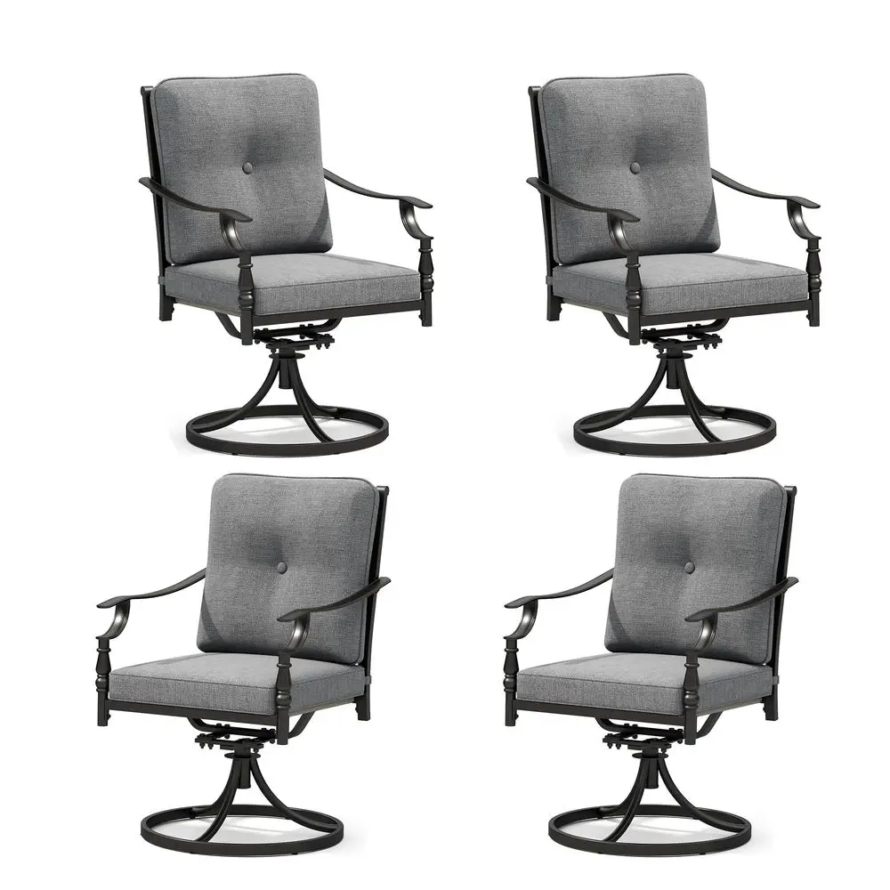 

4Piece Patio Armchairs Set, Wide Outdoor Rattan Chairs 22in Seat Width with Ergonomic Curved Backrest, 3.15in Thick Cushions, W