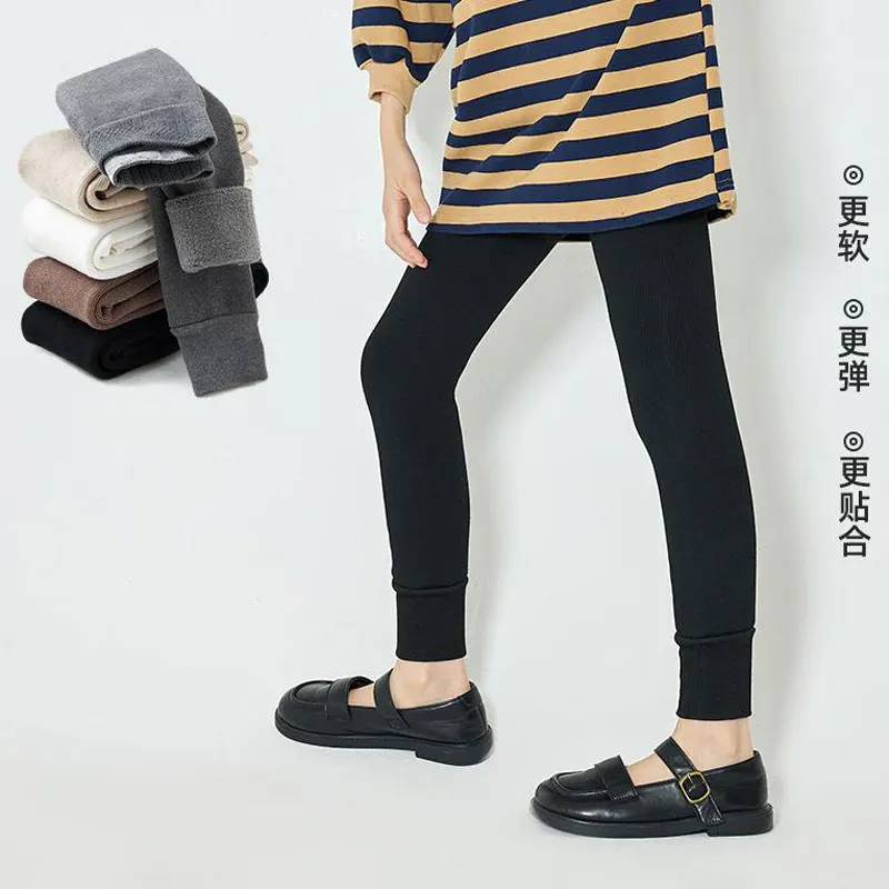 2023 Girls Leggings Velvet Pants For Kids Winter Cashmere Trousers Warm Teenager Leggings 1-12years