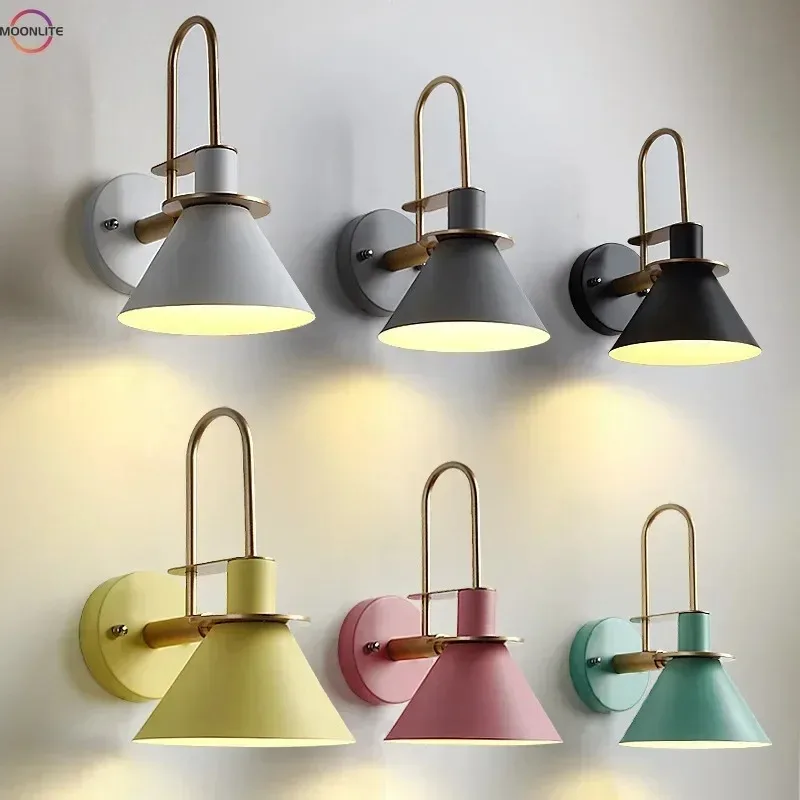 Nordic Wall Light Living Room Creative Modern Minimalist Staircase Aisle Bedroom Bedside Macaron Horn Wall Lamp