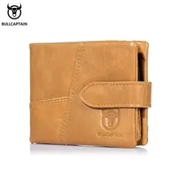 BULLCAPTAIN Leather Wallet With RFID Wallets Card Holder Coin Purse Zipper Men Short wallet's Fashion Men Walletes Coffee 01H