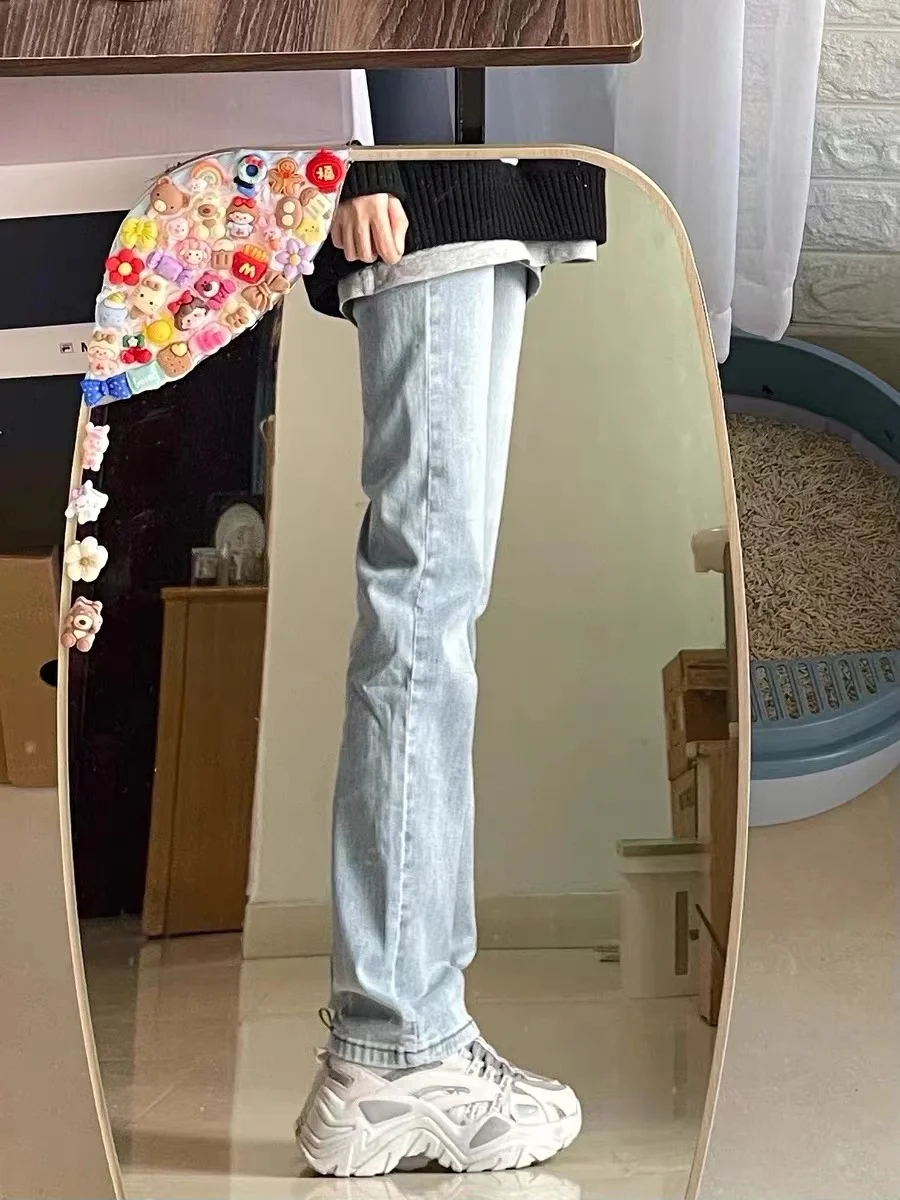 High Waist Straight Leg Jeans Women's Loose Fit Slimming Large Size Spring Autumn Drapey e Tube Floor-Length Pants