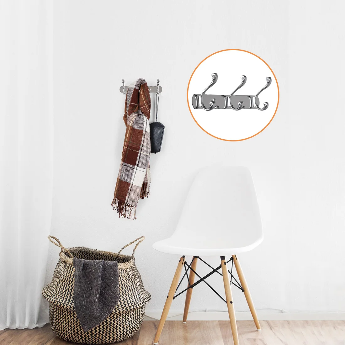 Multifunctionele Haken Dual Wall Hook Rack Rvs Base 10 Inch 3 Haken Coat Holder Silver Tone Koper Tone