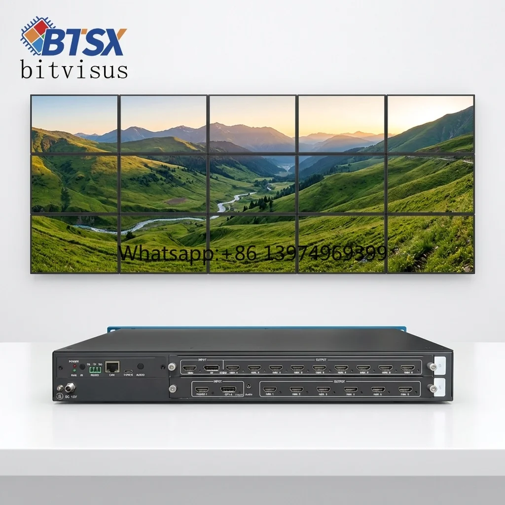 15-Way HDMI Video Stitching Device 0-255 Pixel Bezel Correction Overheat & 16KV ESD Protection Broadcast Control Room Equipment