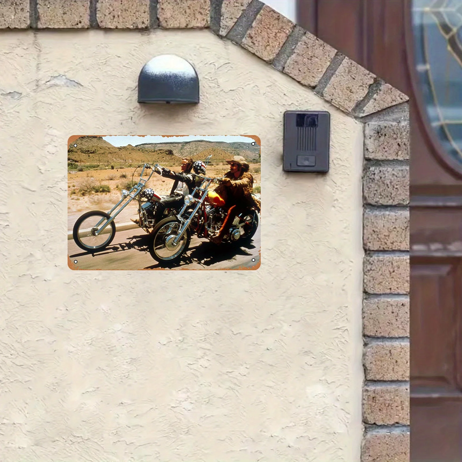 Easy Rider Chopper Motorcycle Metal Tin Sign—Vintage 1969 Motorcycle Movie Wall Decor, Garag's Shabby Desert Highway Art Plaque - view 4