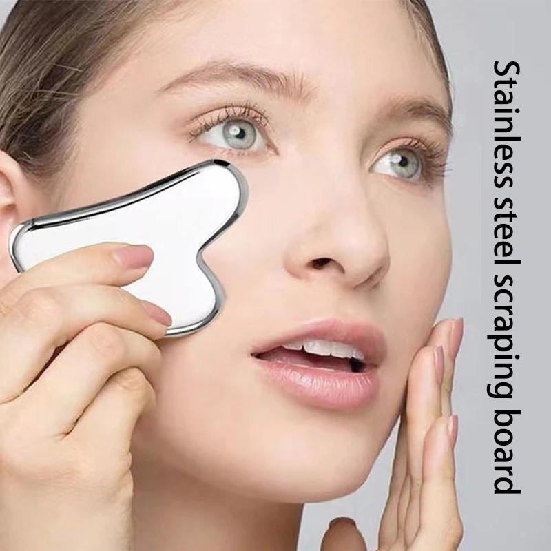 Face Guasha Scraper Stainless Steel Gua Sha Massager Body Neck Back Stress Relief Beauty Tool Skin Scraping Lymph Detox Massage