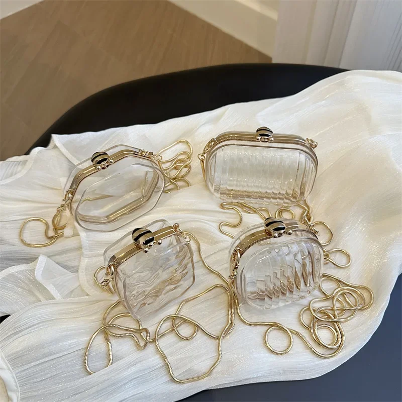 Acrylic box shoulder bag 2024 new fashion transparent jelly bag ins women\'s chain crossbody bag