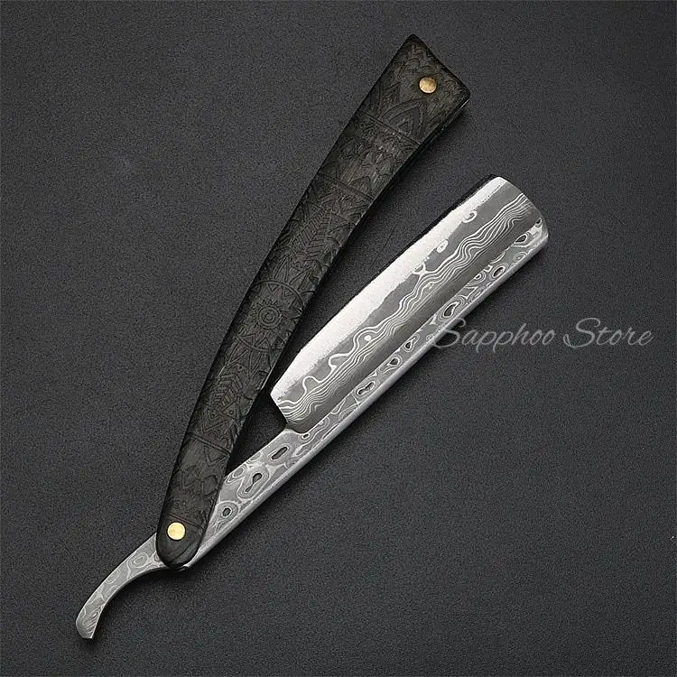 1 Stück altmodischer deutscher Klapprasierer aus Kohlenstoffstahl, scharf, gebrauchsfertig, Harzgriff, professioneller Friseurrasierer – Detail 3