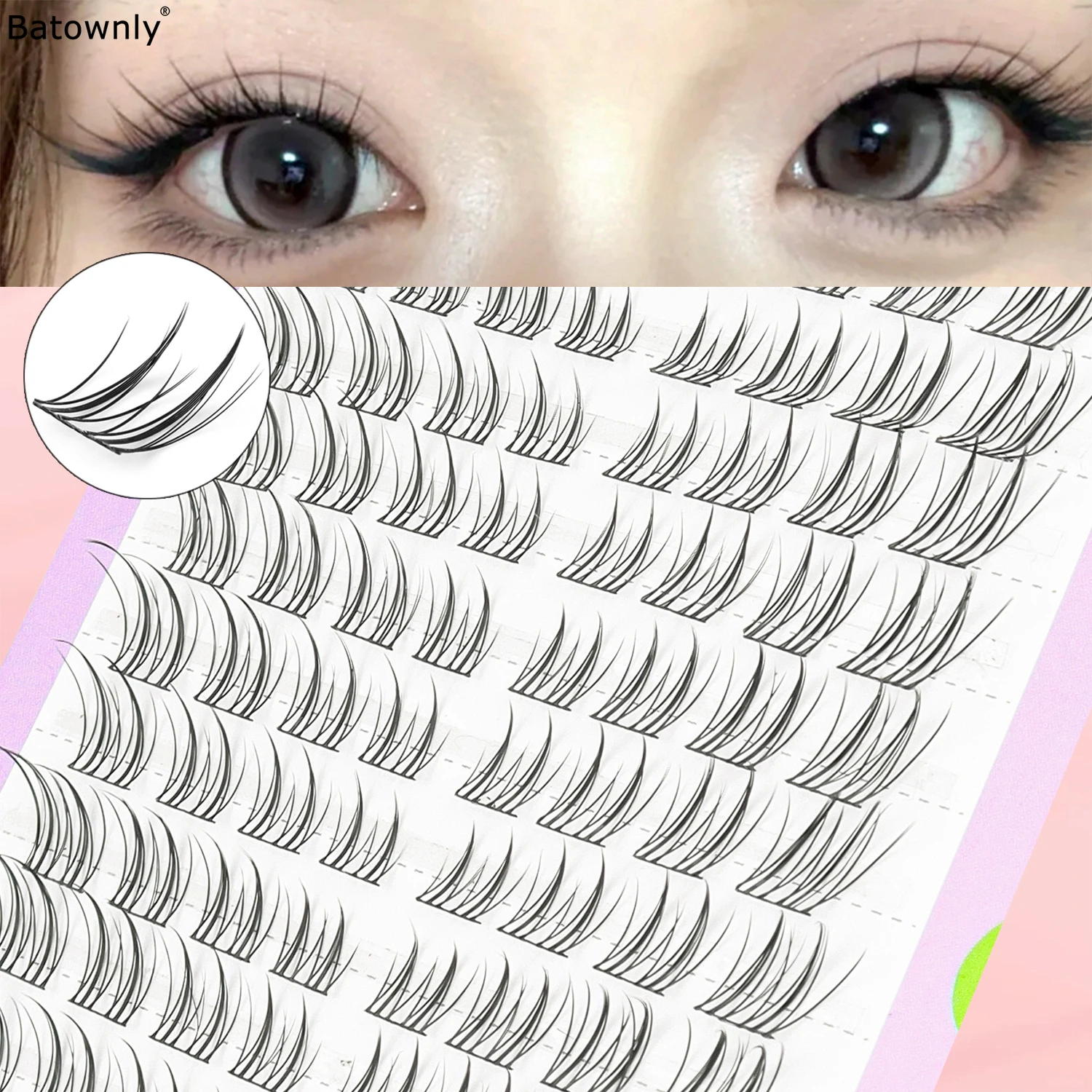 80Pcs Fox Series Slanted Flying Cartoon Eye False Eyelashes Female Group Natural Simulation New Hair Cluster