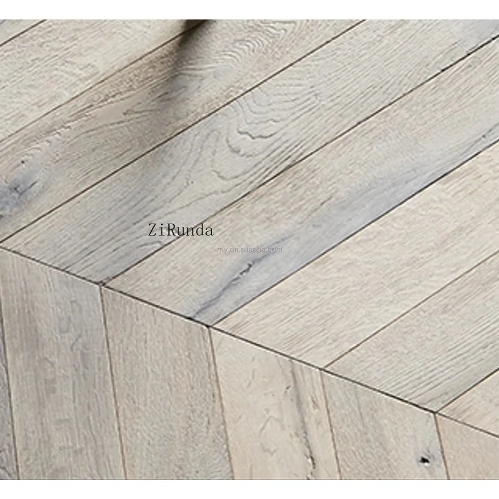 Versão personalizada do piso clássico de madeira projetada em carvalho branco espinha de peixe, piso de parquet elegante
