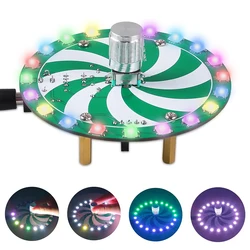 DIY Soldering Learning Kit SMD WS2812B RGB LED Light Electronic Practice Kit With Knob Adjustable Light Mode Flashing Speed