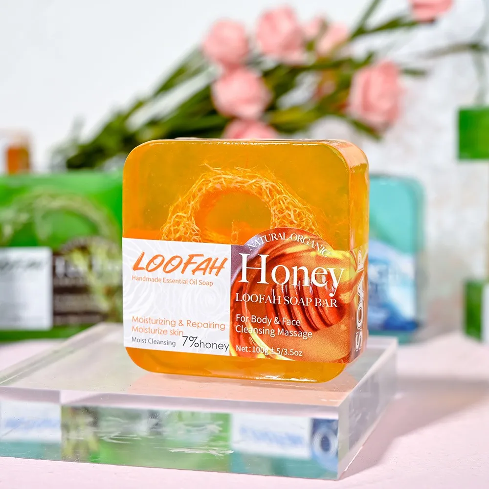 الوجه العسل اللوف الصابون علاج حب الشباب شجرة الشاي الليمون الورد تبييض اليدوية صديقة للبيئة الإسفنج العسل اللوف الصابون #2