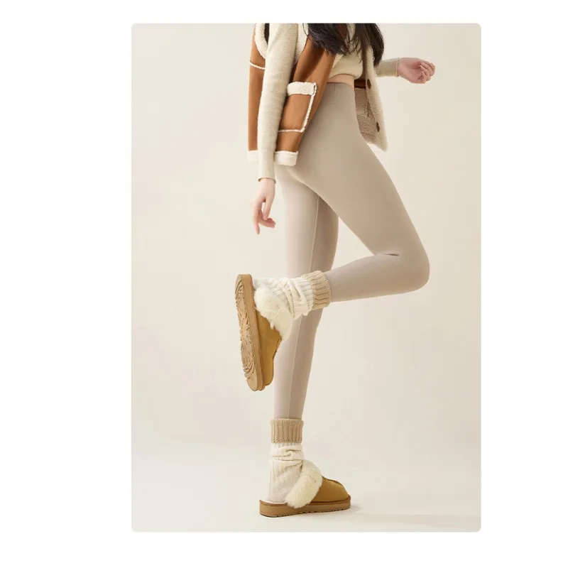 2025New Autumn Winter Fashion Casual Women Leggings Basic Thicken Warm Leggings Brown Fleece Lined WomenTights