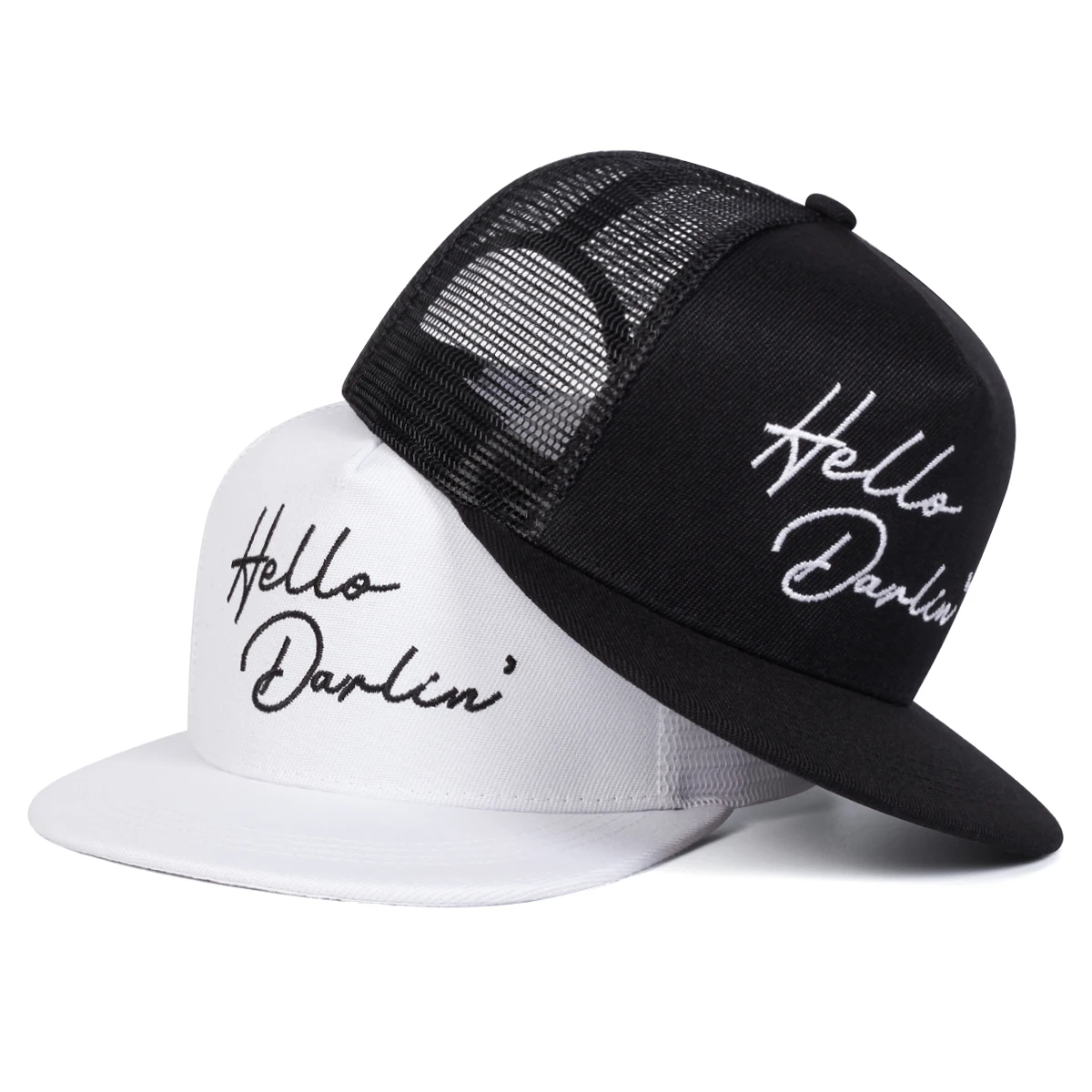 Unisex Hello Darlin Letter Embroidery Hip-hop Net Hats Spring Summer Outdoor Adjustable Casual Baseball Caps Sunscreen Hat