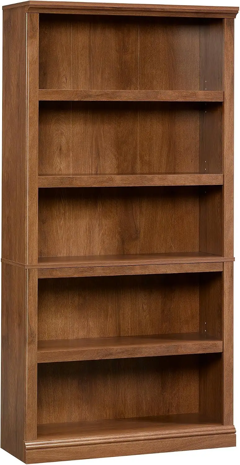 5 Shelf Split Bookcase Book Shelf Oiled Oak Finish