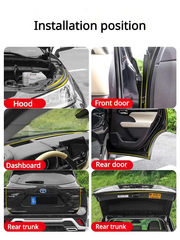 For Toyota Highlander 2022 2023 Whole Car Sealing Strips Kit Rubber Noise Reduction Waterproof Car Door Trunk Dashboard Seal