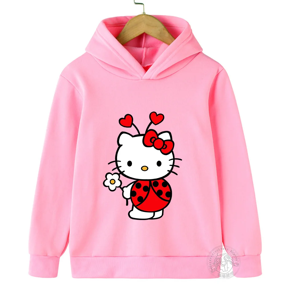 Children's hoodie cartoon cute printed graffiti HelloKitty children's top for boys and girls spring and autumn round neck