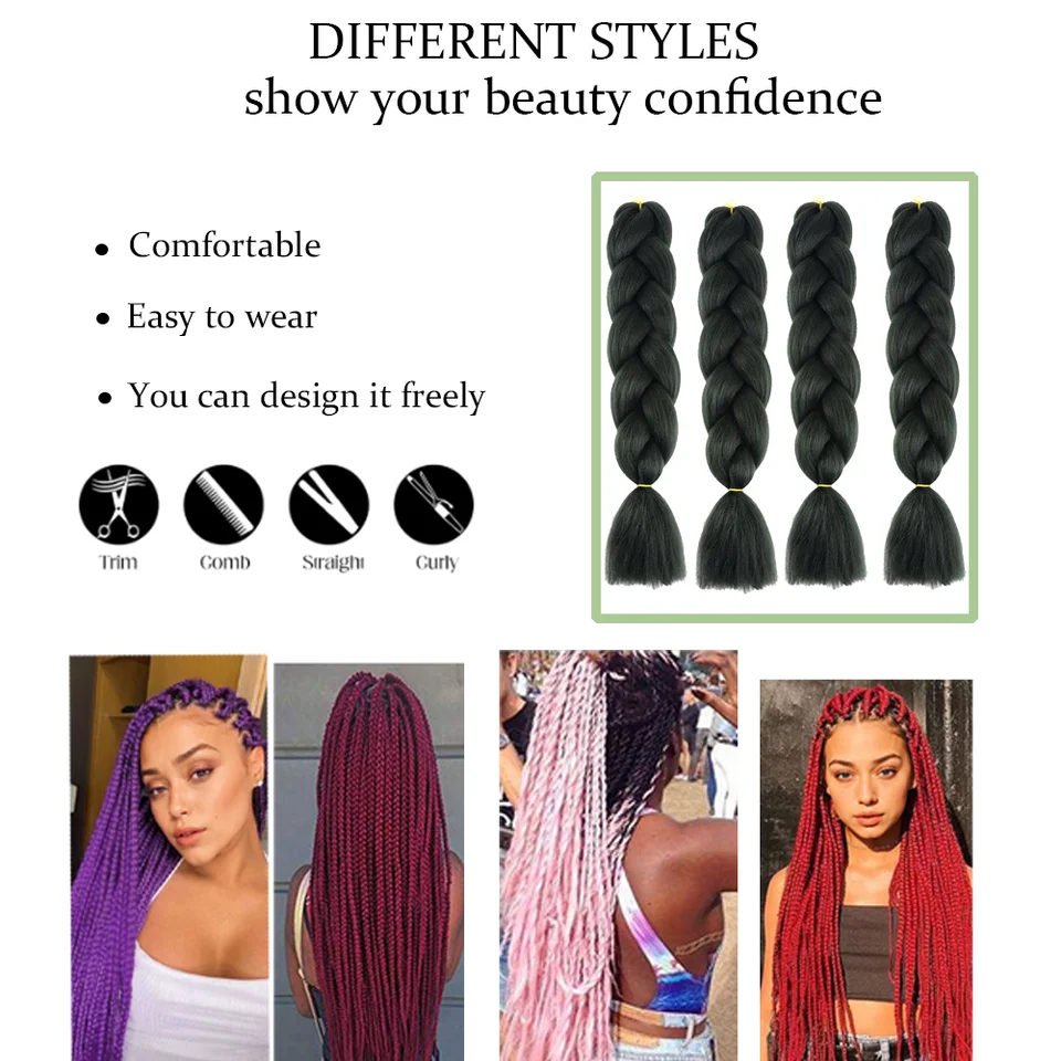 24 Pulgadas, Trenzado Jumbo Sintético, Afro Ombre, Crochet, Venta al por Mayor, para Mujeres 5
