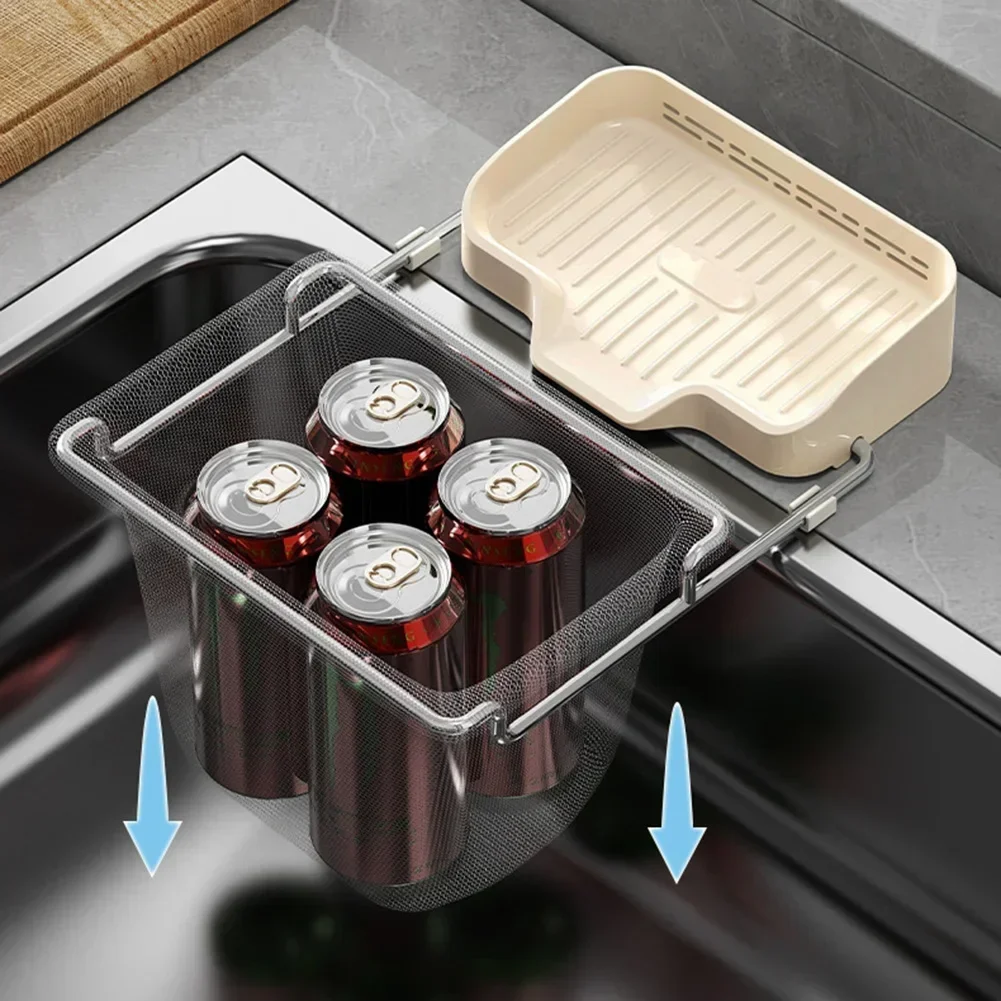 1set 23.7x16.7cm Sink Filter Rack Soap Box Rag Holder Drain Basket For Kitchen Leftovers Drainer Kitchen Sink Accessories