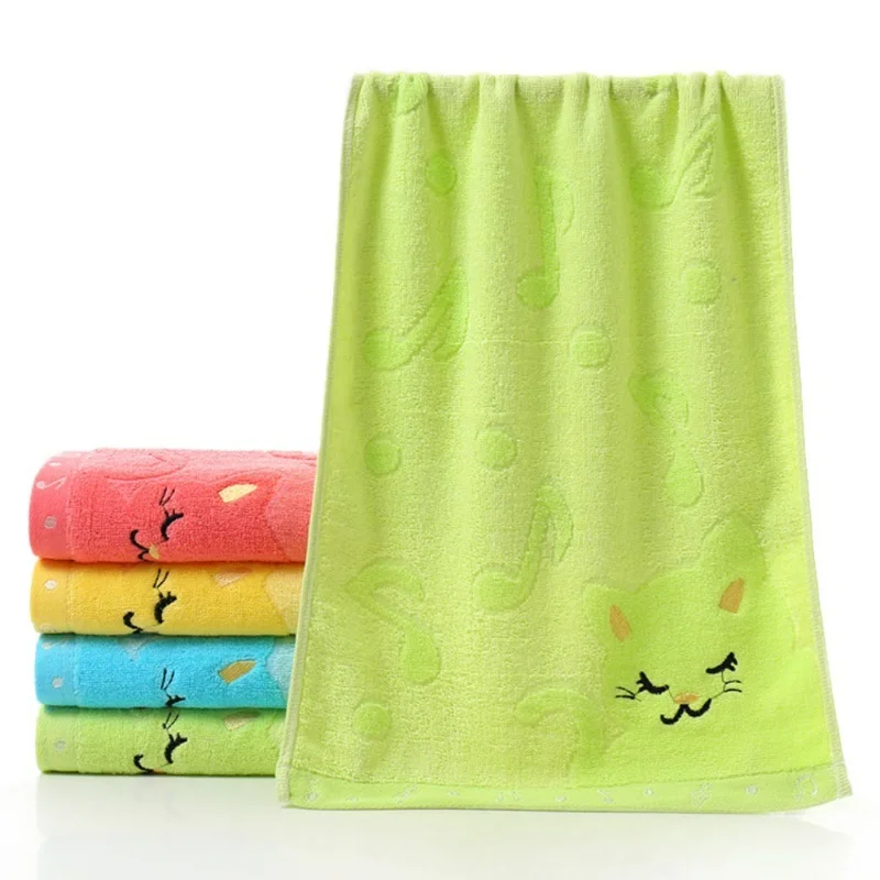 1Pcs 25*50CM New Musical Notes Small Towel Bamboo Fiber Music Cat Soft Towel Children's Jacquard / Embroidered Wool Towel