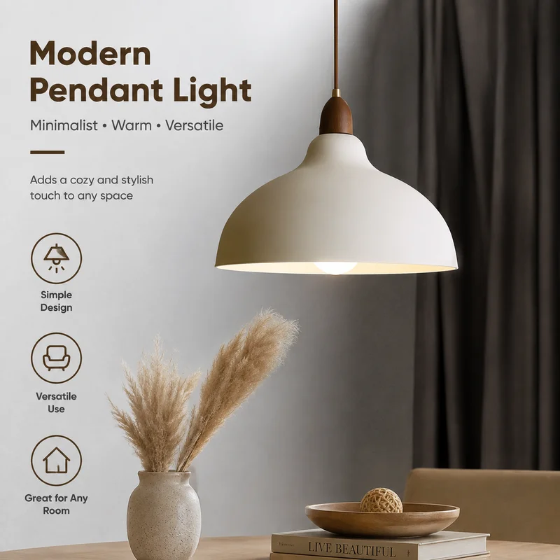 Pendant Light Walnut Matte Japanese Wabi Sabi Modern Minimalist Ceiling Fixture for Dining Room Bedroom Office Bar Decor Pendant