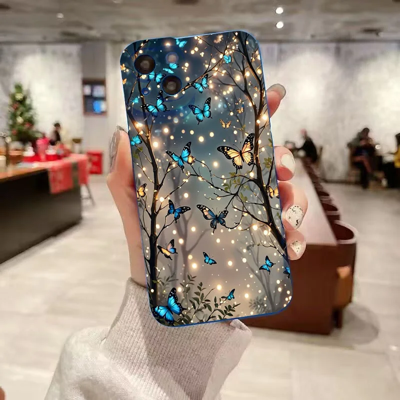 Phone Case For Xiaomi Mi 11 Lite 5G 15 14T 14 13T 13 12T 12 Poco X7 M6 X6 X5 X3 F5 F6 Pro 4G Glow In The Dark Butterfly Cover