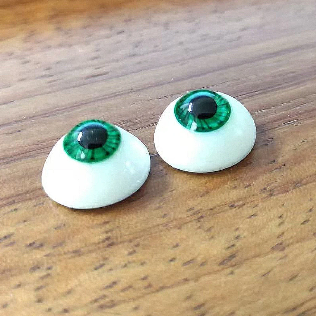 ดวงตาแก้วรูปไข่สีเขียว/น้ำเงิน ขนาด 12 มม. สำหรับตุ๊กตา reborn
