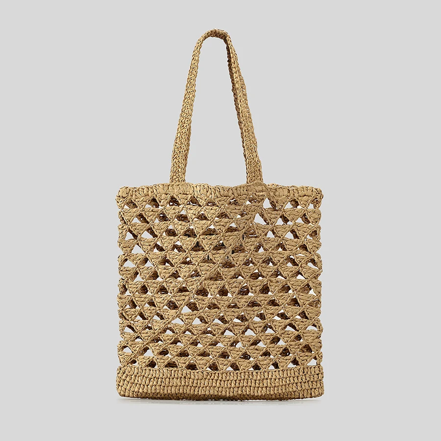 Casual Hollow Out Straw Tote Bag Designer Letters Weave Handbags Trending Large Capacity Handmade Summer Beach Shoulder Bags