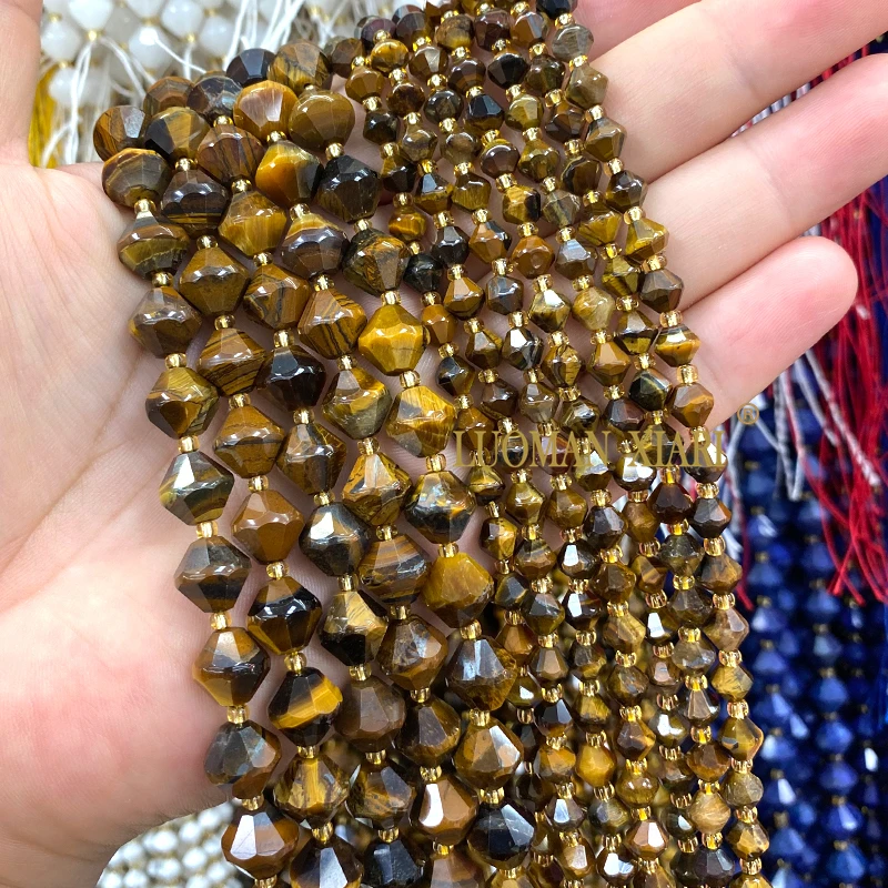 6/8/10MM Pyramid Shape Natural Stone Fire Stone Loose Spacer Beads for Jewelry Making Diy Earrings Bracelets Charms Accessories