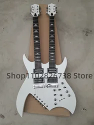 Double Electric Guitar White 12-string and 6-string guitar BC Body Black bound rosewood frets Cloud  22Frets Chrome hardware