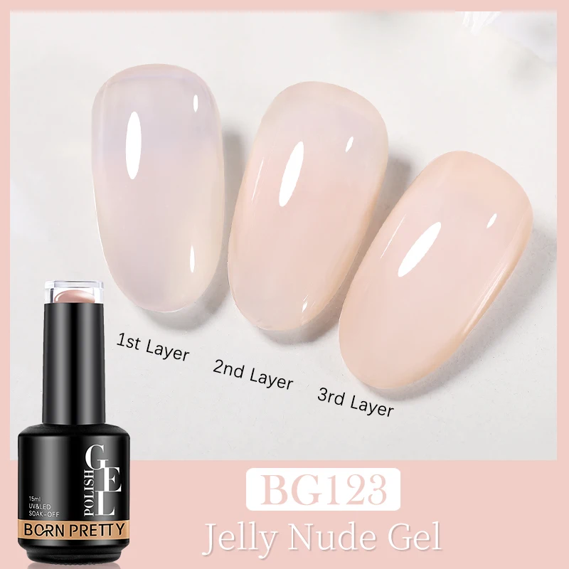 BORN PRETTY 15ml Jelly Gel smalto per unghie trasparente nudo grande capacità Manicure Top Coat Gel smalto Semi-permanente UV LED Gel