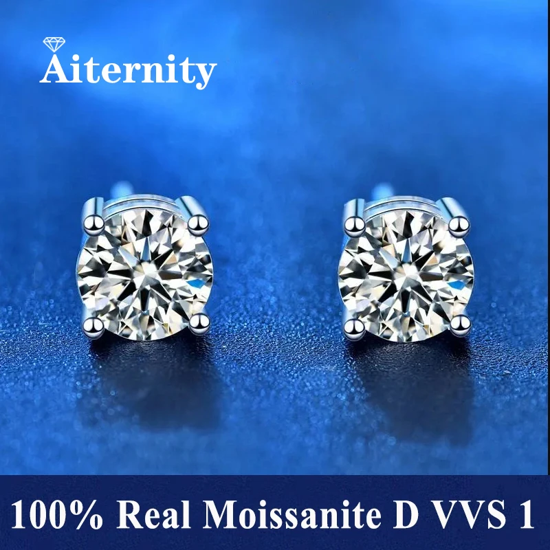 

GRA Moissanite VVS1 Earrings Women 925 Sterling Silver Moissanita And Zircon Ear Studs Pink Yellow Red Orange Pass Diamond Test