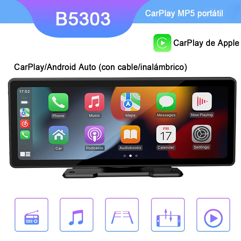 Universal 10.26'' Touch Screen Car MP5 Player Radio Multimedia Player Bluetooth Wireless Carplay Screen Mirrorlink Car Stereo