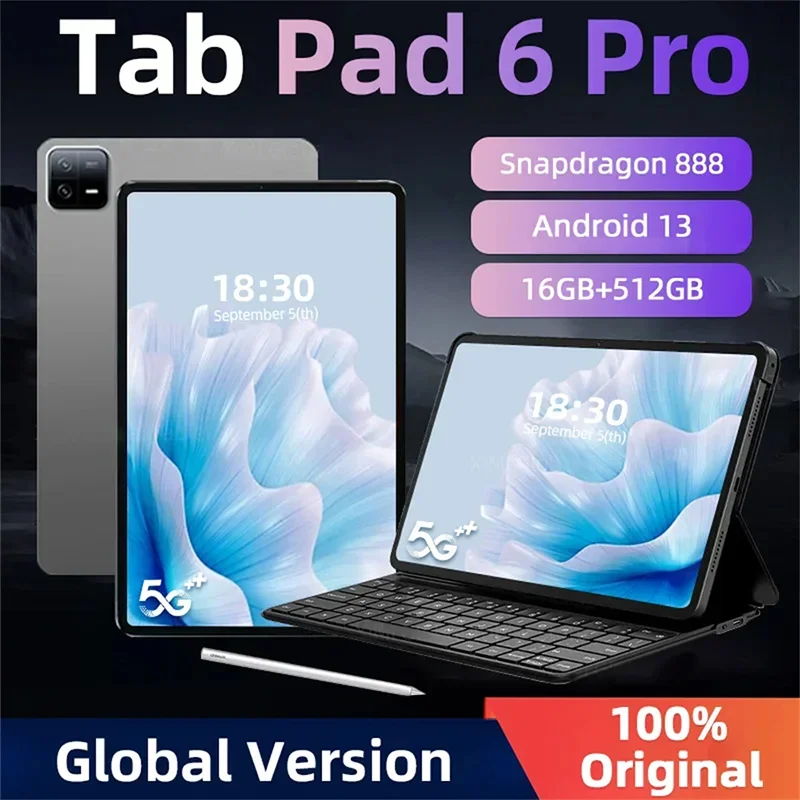 

New Global Version Original Pad 6 Pro Tablets PC Snapdragon 888 10000mAh Android 13 11 inch 16GB+1TB 5G HD 4K Screen WIFI Mi Tab