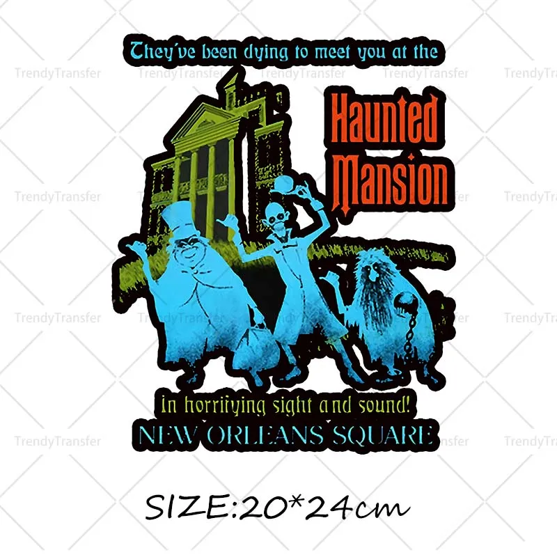 Haunted Mansion Main Street Electrical Parade Spooky Vibes Iron on Transfers Stickers for Tshirts Ironing Decals