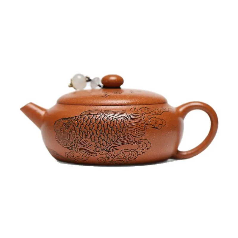 Handmade Yixing Zisha Teapot Famous Ore Descending Slope Mud Jiqing Youyu Pot Set Small Capacity 140cc