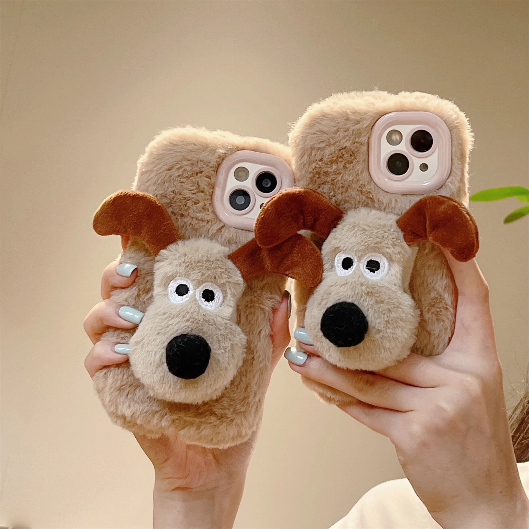 Plush Ins Cute Master Dog Phone Case for IPhone16 15 14 13 11 12 Pro Max Shockproof Furry Warm Fur Anti-drop Protective  Cover