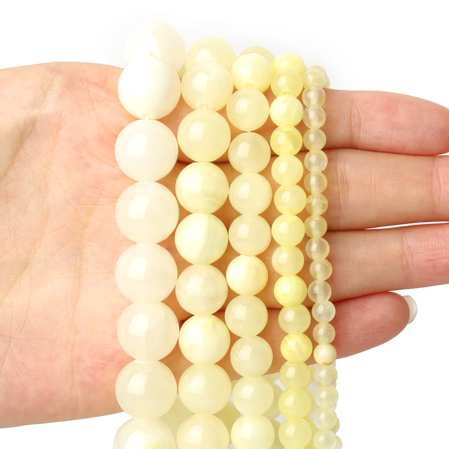 

4/6/8/10/12mm AA Light Yellow Chalcedony Beads Natural Stone Jade Round Loose Beads For Jewelry Making Diy Charms Bracelets 15''