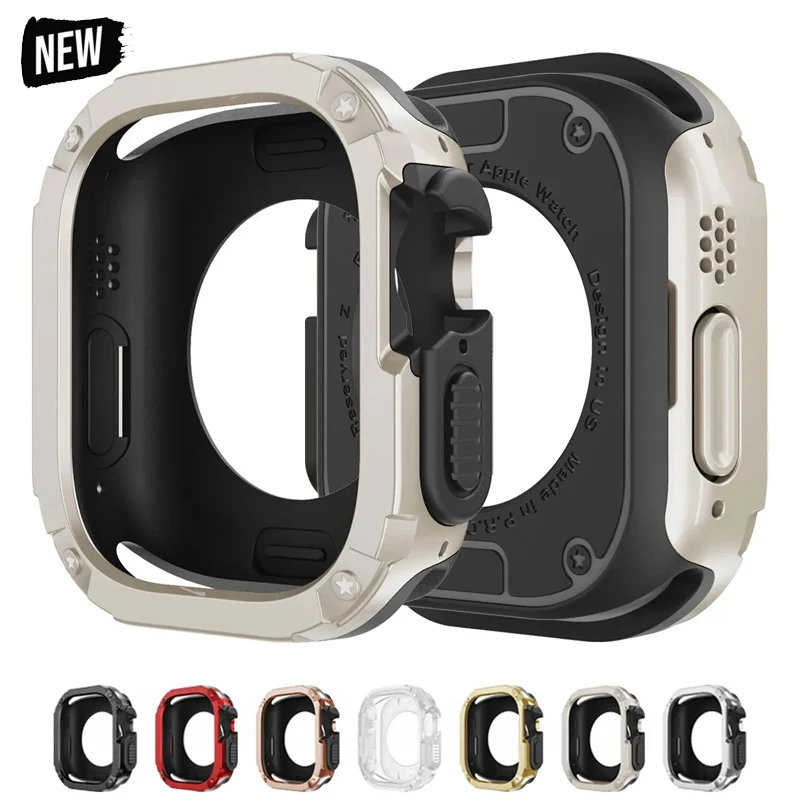 TPU+PC Case for Apple Watch Ultra 2 Case 49MM 45MM Frame Protective Bumper Cover 41MM 45MM For iWatch Series 9 8 7 6 5 40MM 44MM