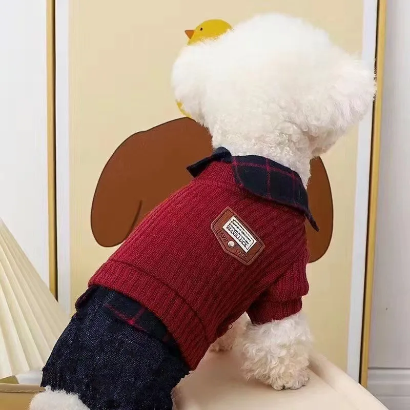 

Зимнее теплое плюшевое пальто для собак для мелких пород, Тедди Бишон, четыре ноги, искусственный наряд из двух предметов