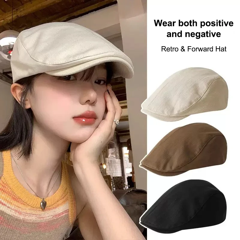 Versatile Japanese Inspired Newsboy Hat For Men Women Retro British Style Spring Autumn Peaked Cap Vintage Aesthetic.
