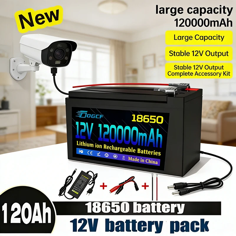 🏅️🏅12V 120000mAh 18650 lithium battery for solar energy built-in high current 30A BMS electric vehicle battery+12.6V char
