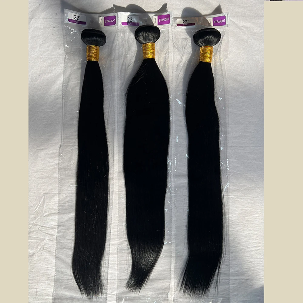 Extensions de cheveux humains 100% brésiliens, lisses, tressés, naturels, non traités, vierges Remy, double trame, 30 pouces