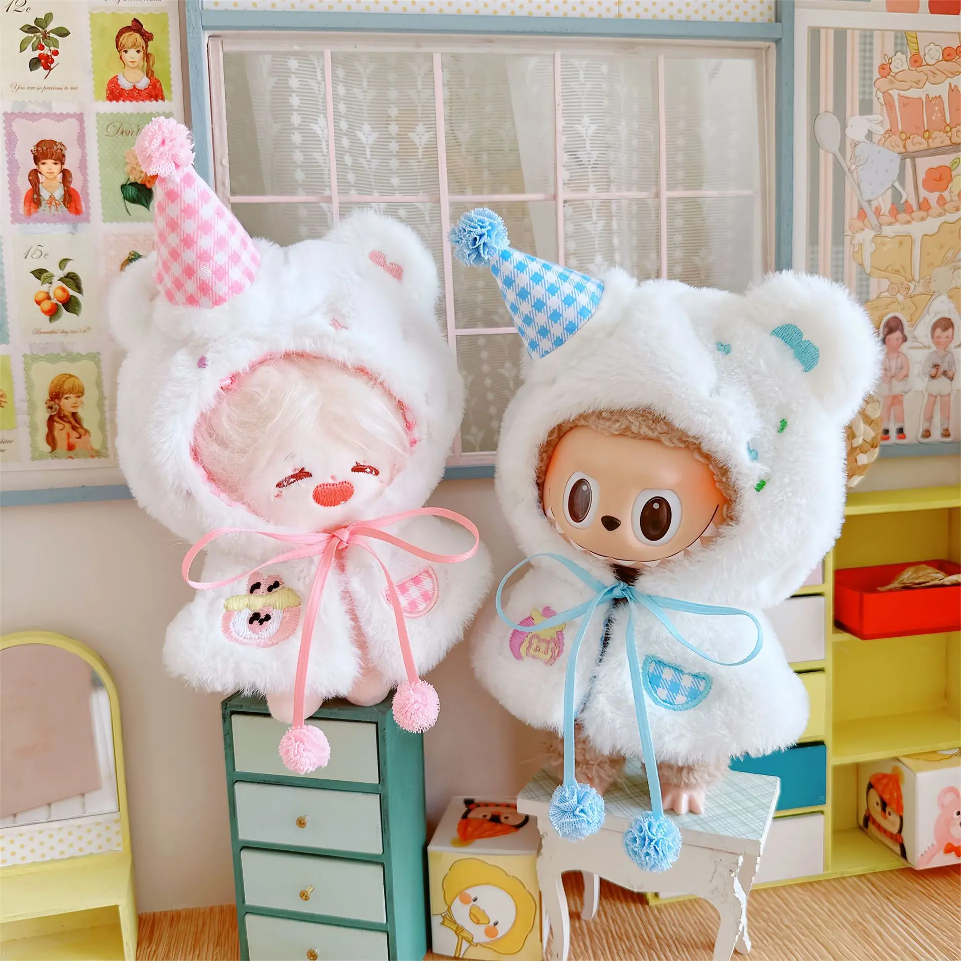 10cm Cute Mini Idol Doll Clothes for Kawaii Sweet Sugar Frosted Glutinous Cloak Dress Up Doll Can Change Clothes Girls Fans Gift