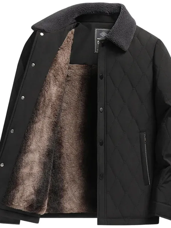 

Утепленная хлопковая куртка для мужчин: повседневная, деловая, с воротником-стойкой, для среднего и старшего возраста