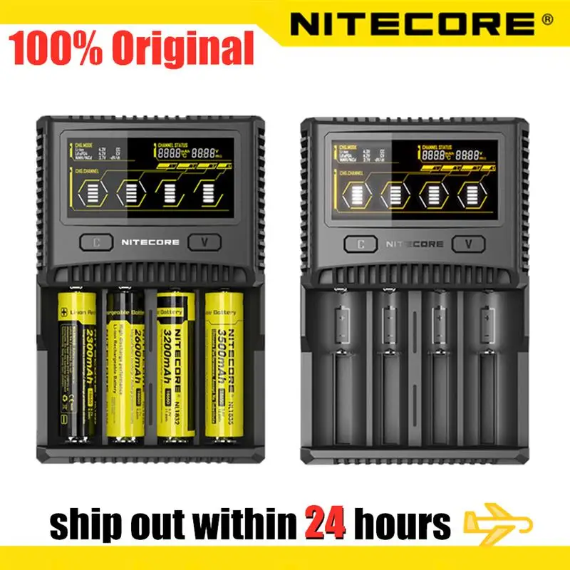 NITECORE SC4 Battery charger Superb Charger with 4 Slots 6A Total Output Compatible IMR 18650 14450 16340 AA Battery