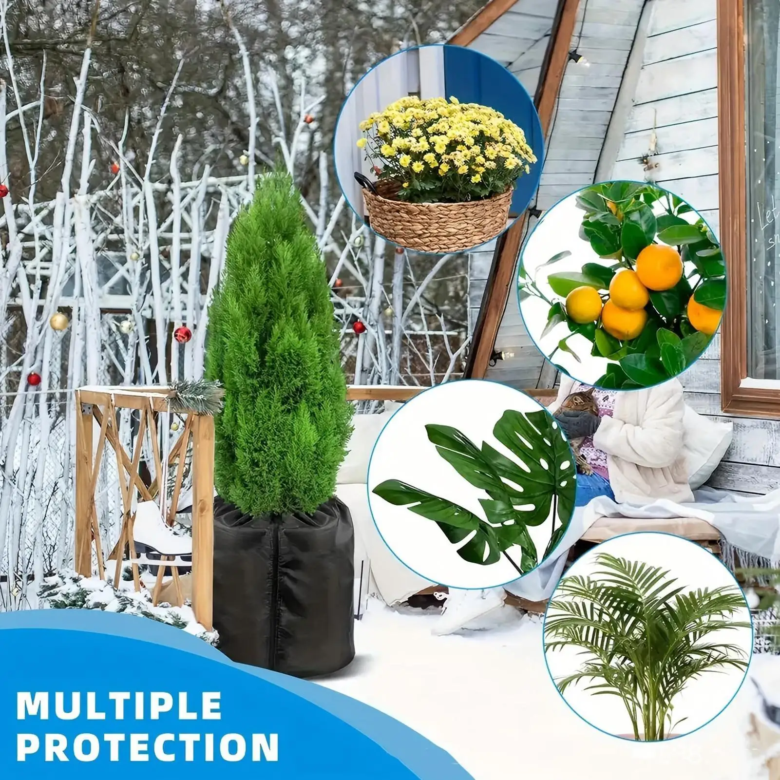 Winter Plant Covers Reusable Flower Protective Bag With Zipper And Drawstring Winter Plant Covers Freeze Protection For Garden