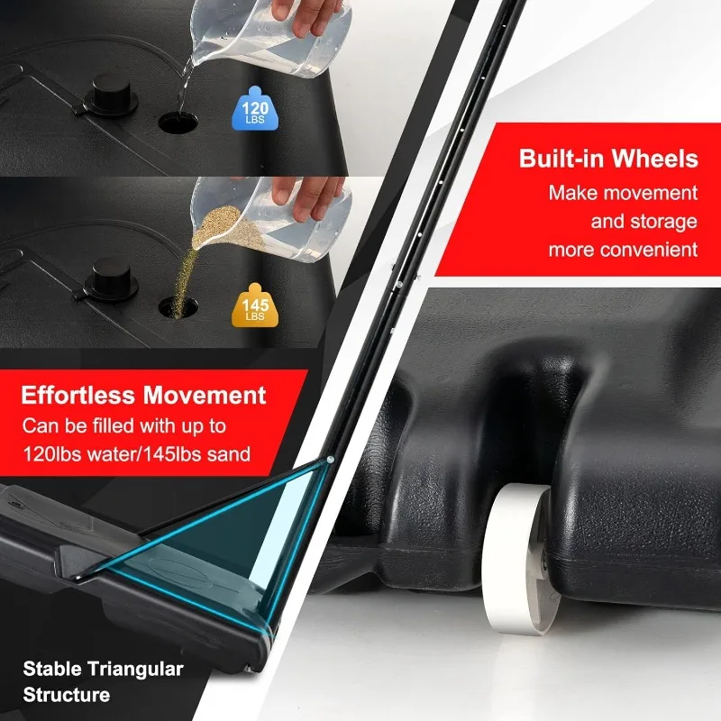 طوق كرة سلة محمول من GYMAX للاستخدام الخارجي، هدف كرة سلة قابل للتعديل بارتفاع 10 أقدام مع لوحة خلفية مقاومة للكسر وعجلات مدمجة