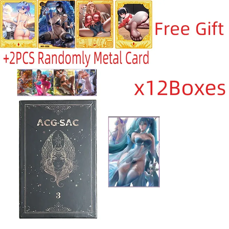 

Wholesales 12/24/48Box ACG-SAC Collection Anime Playing Cards +2PCS Metal Card TCG Game Card Girl Party Christma Toys For Kids